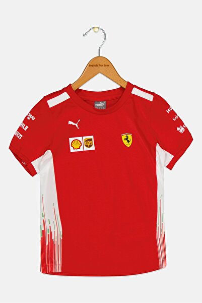Puma x Scuderia Ferrari Kids Boy Short Sleeve Brand Logo Outdoor T Shirt, Red