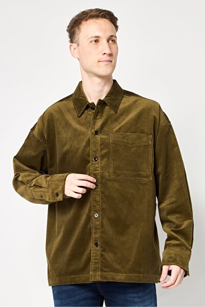 G-STAR RAW قميص رجالي بقصّة عادية وأكمام طويلة، زيتوني غامق