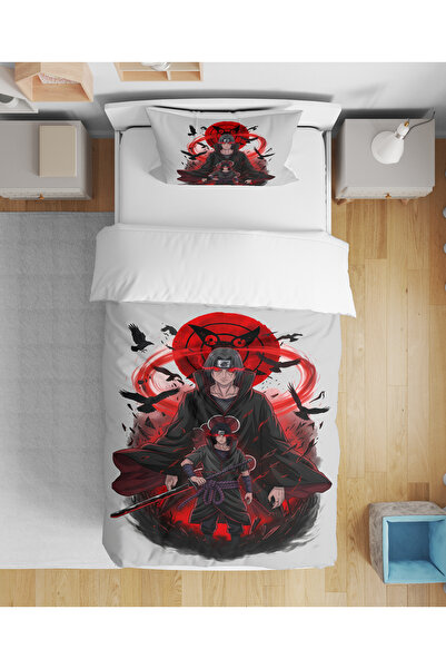 Home Set de lenjerie de pat pentru băieți tinere Itachi Sasuke Anime 3D Digit...
