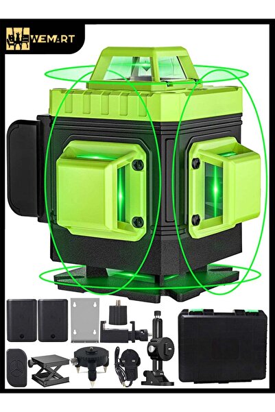 Wemart 4x360 16-Line Green Beam Laser Level, Self-Leveling 4D Cross Line with Remote