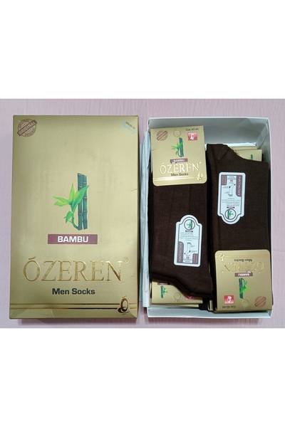 Özeren Çorap Men's Bamboo Socks Brown Perfumed Özeren 12-Pack Ç-1144