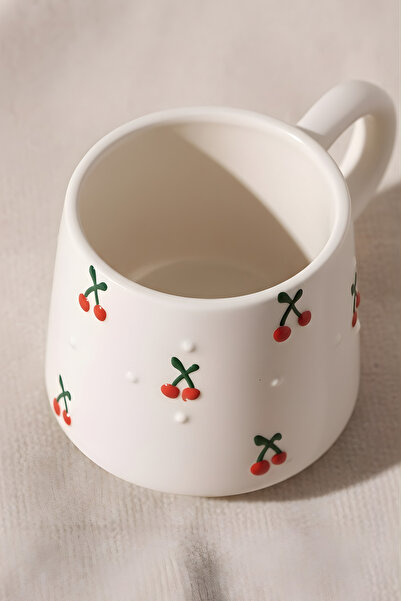 Hopce Mira Handmade Cherry Pattern Ceramic Coffee and Tea Mug | 180 ml