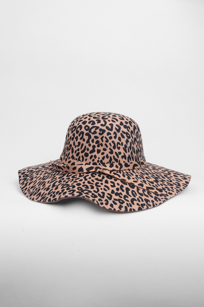Kapin Leopar Dalgalı Fötr Kaşe Şapka