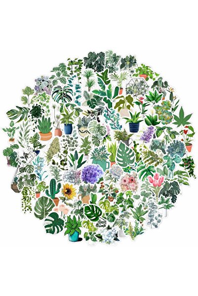 Generic 100-Pack Green Plant Vinyl Stickers for Water Bottles, Laptops & Phones (Green Plants)