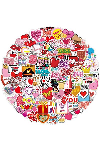 Generic Romantic Vinyl Waterproof Heart Stickers - 100 Pieces