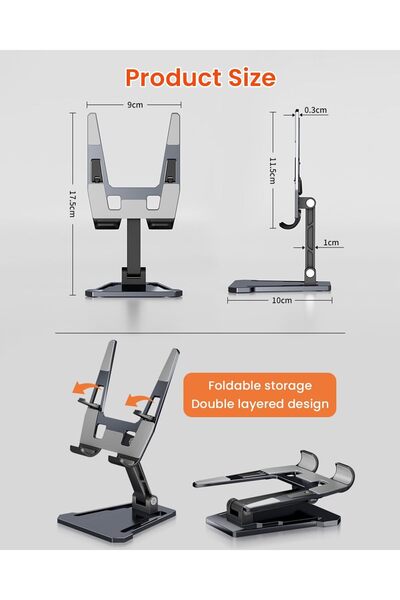 HASTHIP حامل كمبيوتر محمول قابل للطي والتعديل مصنوع من الألومنيوم مع مبرد تبر...