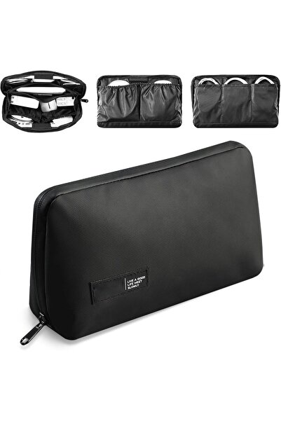 Other حقيبة تنظيم السفر الإلكترونية - منظم كابلات وملحقات مقاوم للماء (أسود)