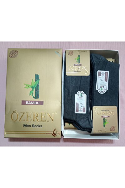 Özeren Çorap Men's Bamboo Socks Gray (Smoked) Perfumed Özeren 12-Pack Ç-1144