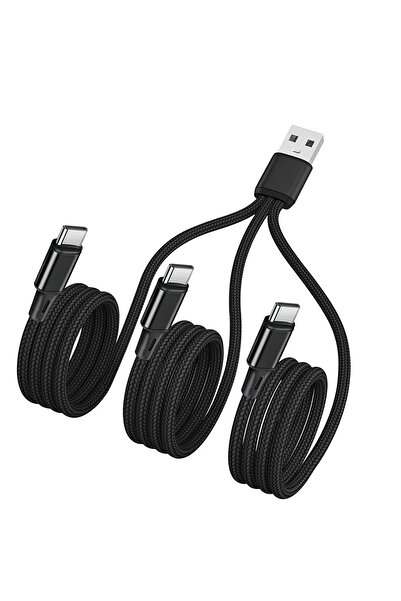 AXIYIBZI USB A to 3x USB-C Splitter Cable 4ft (3-in-1 Nylon) - AXIYIBZI, Comp...