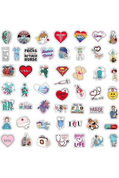 Generic 100 PCS Nurse Medical Stickers Vinyl for Laptop, Phone & Water Bottles - Nursing Gifts