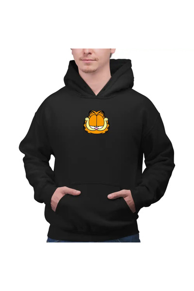 OEM Ανδρικό Φούτερ με Κουκούλα Garfield Cat Head Πορτοκαλί