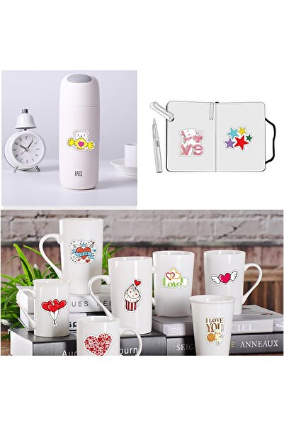 Generic Romantic Vinyl Waterproof Heart Stickers - 100 Pieces