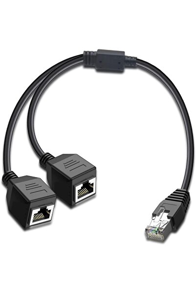 AXIYIBZI RJ45 Ethernet Splitter Adapter 1-to-2 Ports, Male-to-Female, Compatible with Cat5/5e/6/7, B