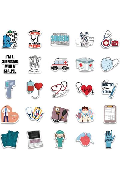 Generic 100 Vinyl Doctor & Nurse Stickers — Waterproof Healthcare Stickers