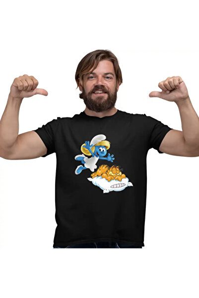 OEM Tricou Barbati Garfield Strumfita Strumfii Motan