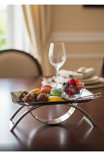 Alamtiaz Steel plate for desserts or grape leaves, new design, silver