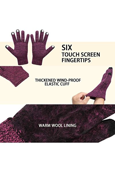 KASTWAVE Winter Beanie Hat Scarf Touchscreen Gloves Set