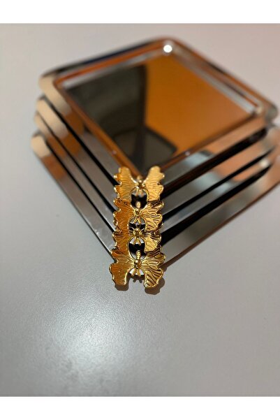 MGEStore Stainless Steel Silver Coffee, Tea, Decorative Presentation Serving Tray with 4 Butterfly Accessories