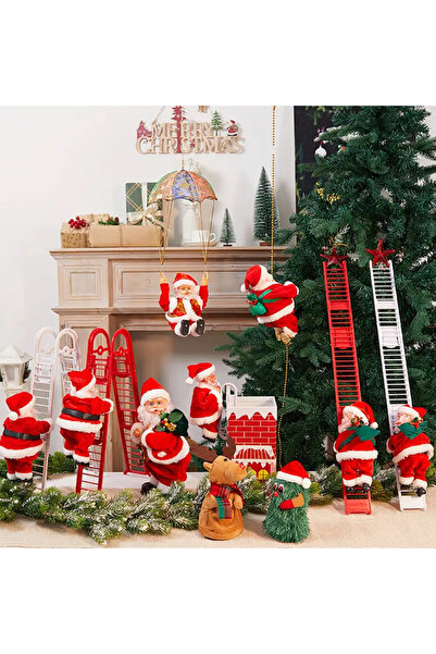 CN Christmas Electric Climbing Santa Claus Singing Santa Claus for Christmas Tree Battery Operated