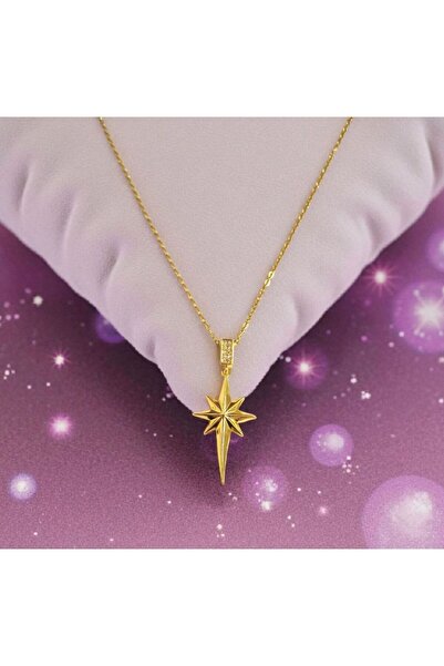 AKSESUARIM قلادة من الفولاذ على شكل نجمة القطب مرصعة بحجر الزركون للجنسين