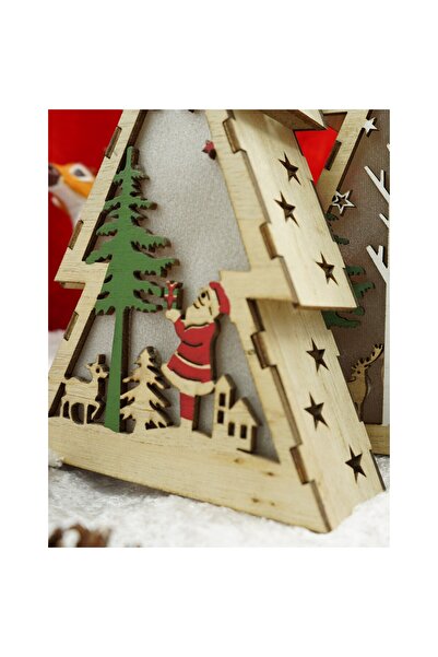 Bibilel Lighted Christmas tree decoration with Santa, brown, 14×5×20 cm, wood, indoor/outdoor