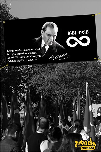 PANDA SOKAĞI 10 November Commemoration of Ataturk Banner 200X100 Vinyl Printing Tarpaulin Ataturk School Banner