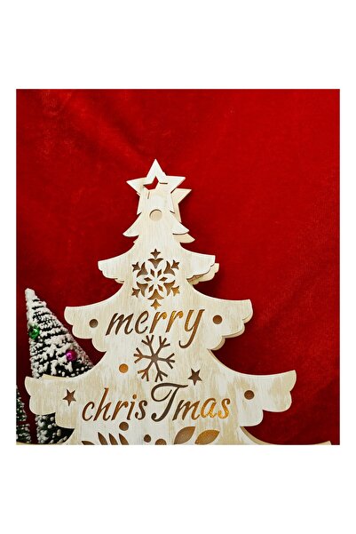 Flippy Φωτεινή διακόσμηση, χριστουγεννιάτικο δέντρο με το σχέδιο Marry Christmas, λευκό, Μ: 11 εκ., Π: 5 εκ., Υ: 30 εκ., Ξύλο,