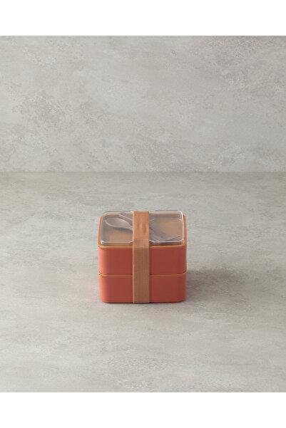 English Home Mezaluna Plastic 2-Tier Lunch Box 710 Ml+710 ml Orange