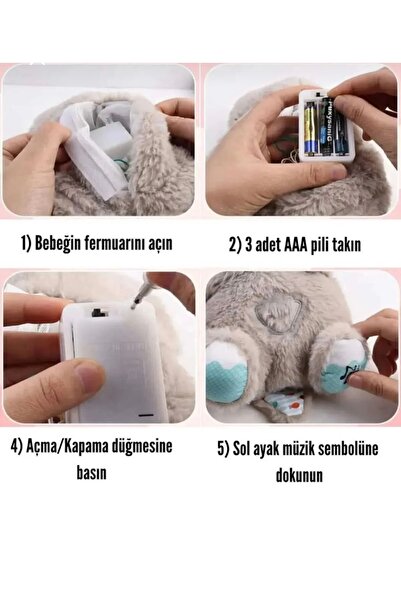 aydogdushopping Sevimli Nefes alan tavşan peluş oyuncak uyku arkadaşı müzikli rahatlatıcı