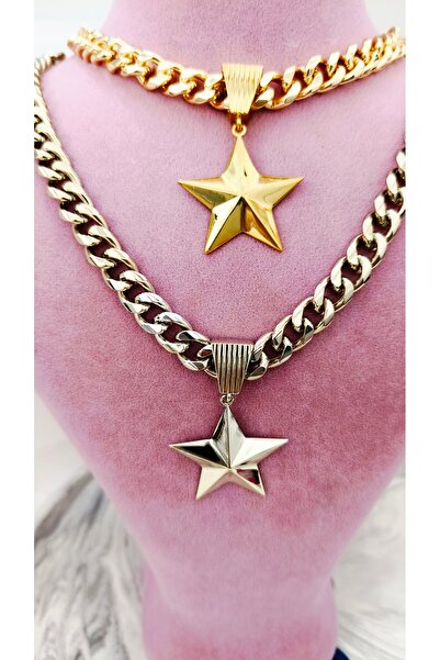Çelik Star Model Necklace in Silver and Gold Colors