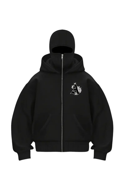 LAND MODA Hanorac unisex Ninja cu mască de zăpadă Cardigan din lână groasă cu...