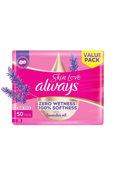 Always Skin Love Up to Zero Wetness 100% Softness Maxi Thick 50 Pads