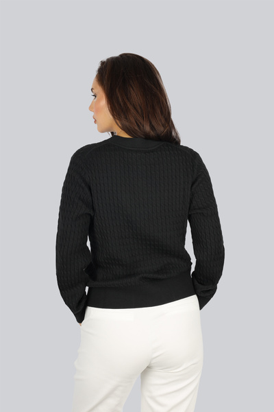 Tommy Hilfiger Kadın Normal Kalıp Ribana Yakalı Uzun Kollu %100 Pamuklu Örme Siyah Kazak WW0WW44993-BDS