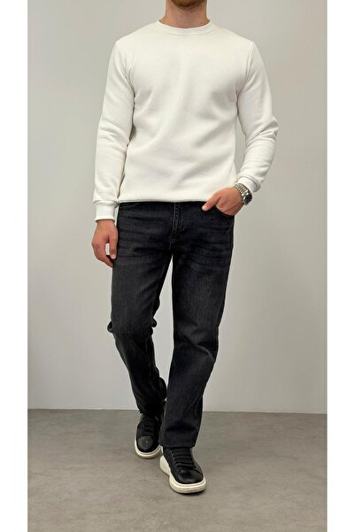 RIESGO BİSİKLET YAKA BASİC SWEATSHİRT BEYAZ