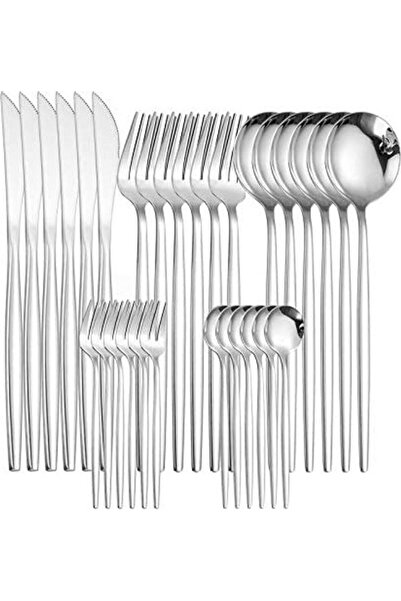 fun zone XiuWoo 30-Piece Stainless Steel Knife Fork Spoon Set - Silver
