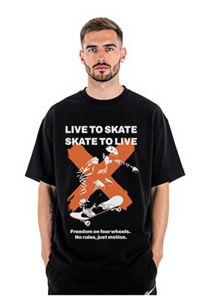 OEM Tricou bărbătesc Lose Fit „Live to Skate” – 100% bumbac, XL