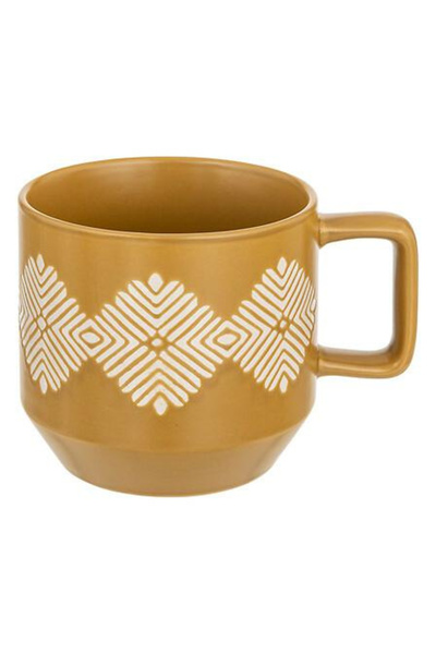Other Cană din gresie galbenă Mosquito 380 ml, model pătrat, stil boho