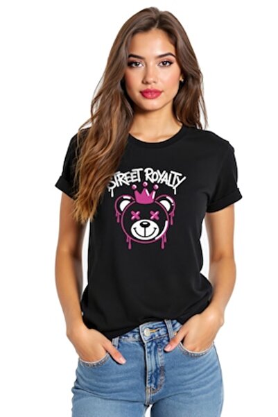 OEM Tricou unisex „Street Royalty” cu grafică ursuleț roz – 100% bumbac, stre...