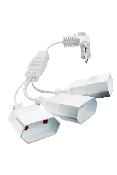 Choice1 سلك تمديد طاقة ثنائي المخرج، أبيض اللون، بمقبس ذكر بزاوية 90 درجة إلى...