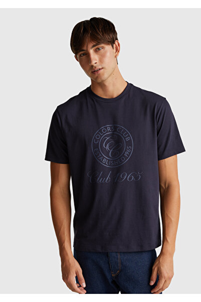 United Colors of Benetton Albastru bleumarin pentru bărbați bumbac 100% Logo ...