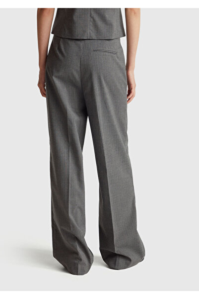 United Colors of Benetton Women's dark grey viscose blend wide leg pants with pockets