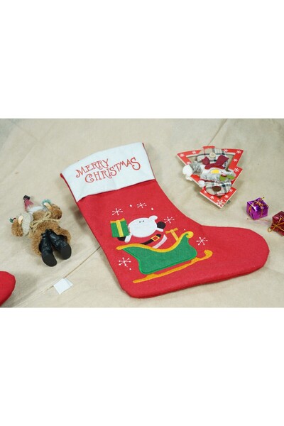 Flippy Gift Stocking, Flippy, With Santa Claus Pattern, Red, Size 19x38 cm, Textile, Indoor