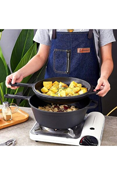 Perfect Home Cast iron pot with pan-type lid, Perfect Home, 14x27 cm