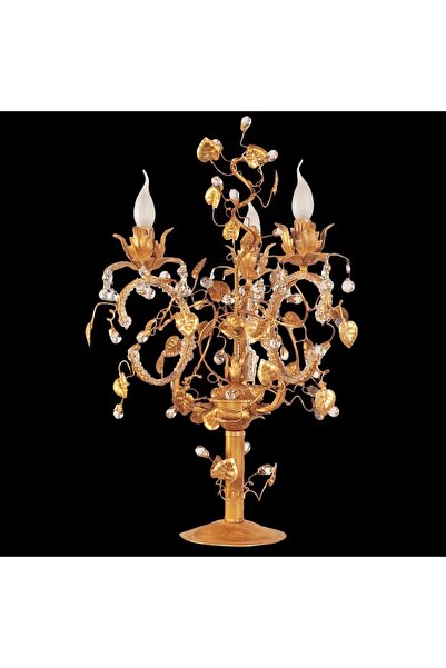 MOD10 Sarmaşık Kristalli Masa Lambası | Pirinç Döküm Eskitme Şeffaf Kristal A...