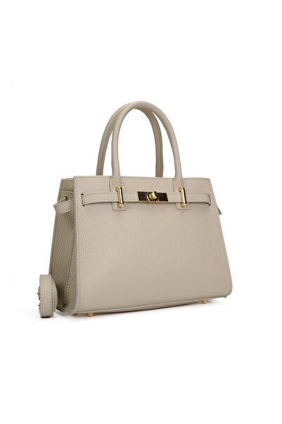 Posete Fagaras Poseta Piele Louise - Bej, 3 Compartimente, 3 Buzunare, Bareta...