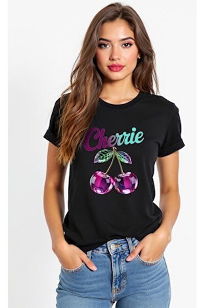 OEM Tricou din bumbac „Cherrie” cu imprimeu artistic graffiti