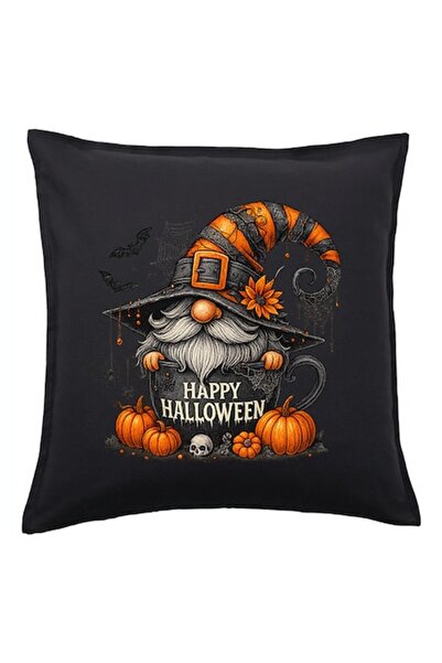 OEM Față de pernă cu pitic de Halloween cu dovleci – negru 50x50 cm, imprimeu...