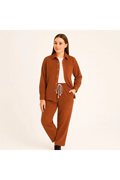 TUA MODA Tua Moda Corduroy Oversized Sets – Shirt and Pants Two-Piece Set Smoked Corduroy Elegance, Comfortable and Elegant