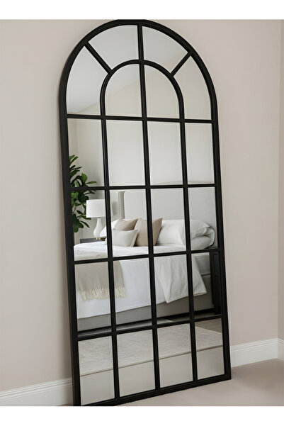 ESMART Extra Large Mirror With Elegant Design 180 X 80 Cm - Black Metal Frame And Back Stand