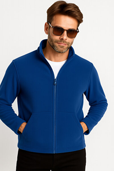 KaeLaurean Unisex Indigo Anti-Pilling Non-Pilling Standard Fit Full Zipper Cold-Proof Fleece Cardigan